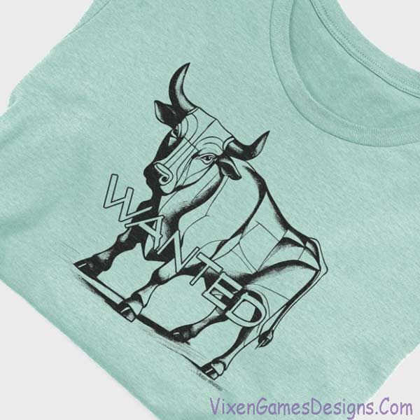 Bull Wanted Cubist Bull T-shirt for hotwives