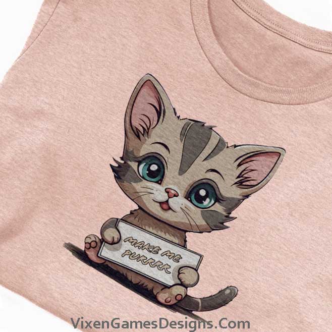 Make Me Purrrr T-shirt with cute flirty kitty