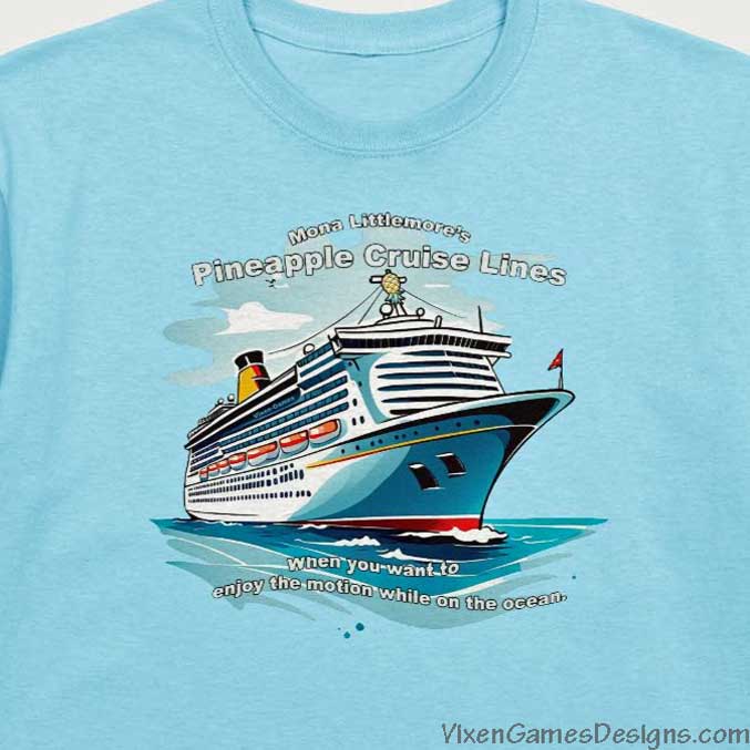 Mona Littlemore's Pineapple Cruise Lines T-shirt for swinger lifestyle couples
