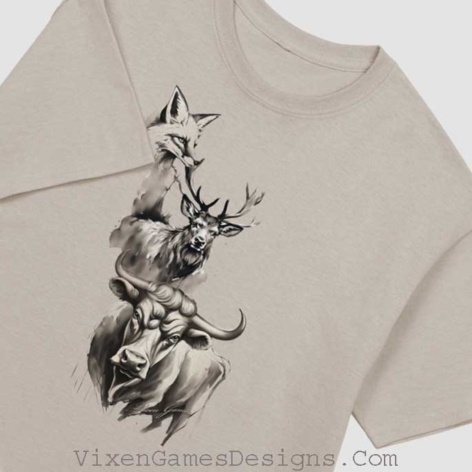 Trifecta Vixen Stag and Bull T-shirt