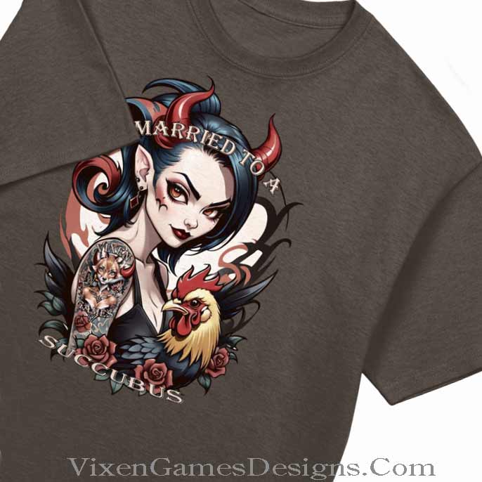 Vixen Games Married To A Succubus Husband's Tee basic t shirt for men married to hotwives