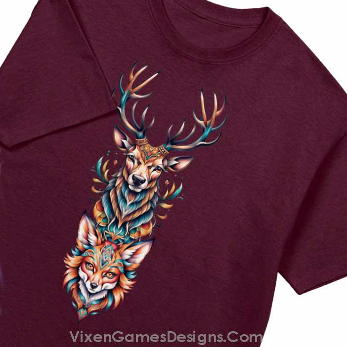 Colorfest Stag and Vixen Design T-shirt